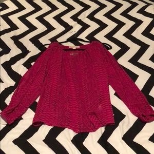 Michael Kors Open Shoulder Pink Black Blouse
